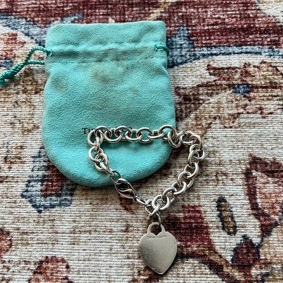 Tiffany Vintage sterling silver heart charm bracelet